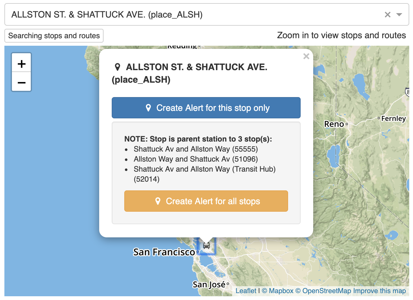 Creating alert for parent station